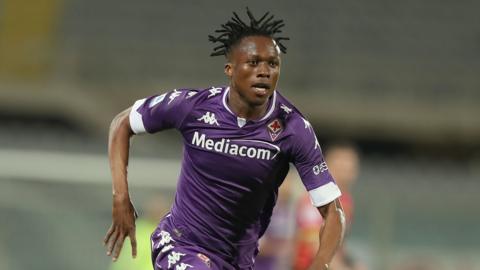 Ivory Coast's Christian Kouame in action for Italian club Fiorentina