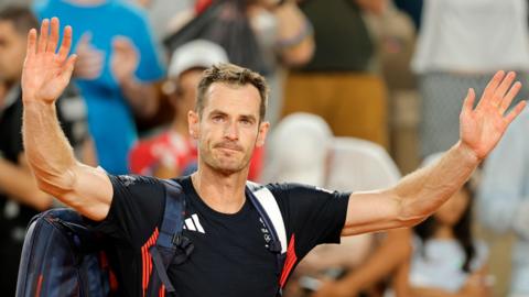 Andy Murray waves farewell at the Paris 2024 Olympic Games