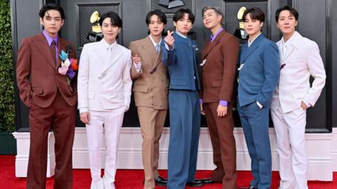 BTS arrive at the Grammy Awards