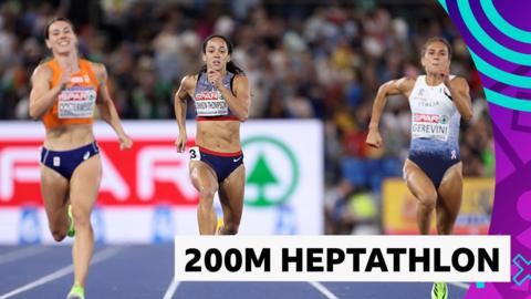 Katarina Johnson-Thompson running the 200m in the heptathlon