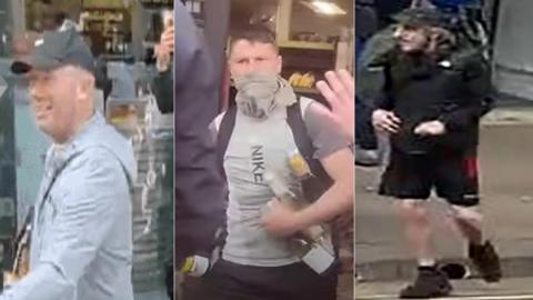 CCTV of three men police want to speak to over disorder in Manchester