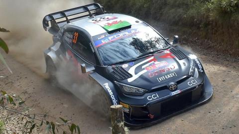 Elfyn Evans and co-driver Scott Martin race in their Toyota GR Yaris in Chile