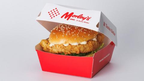 Morley's chicken burger in a box