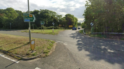 A Google Maps picture of the northbound slip road of the A34 at Lodge Hill.