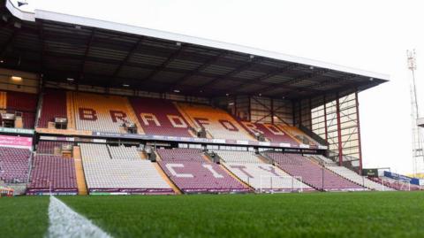 Bradford City's home ground at pitch level