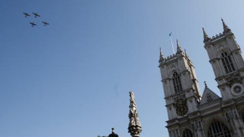 The flypast over Westminster Abbey