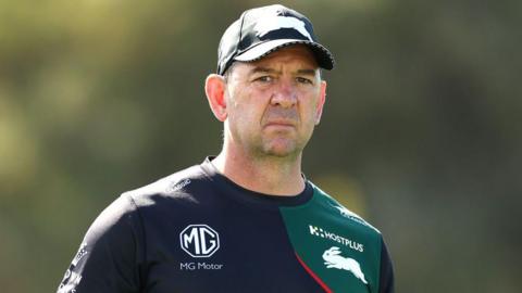 Jason Demetriou looks on during a South Sydney Rabbitohs NRL training session