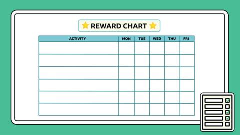 Template reward chart with space for activities and days.
