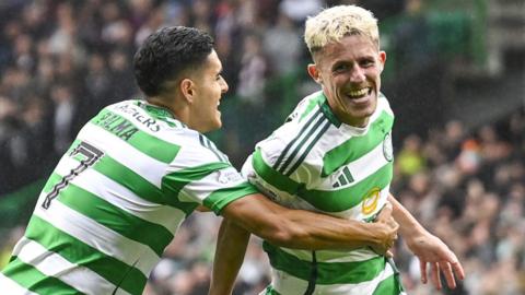 Celtic's Luis Palma and Luke McCowan celebrate