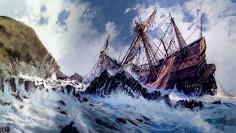 A painting of the sinking of La Trinidad Valencera