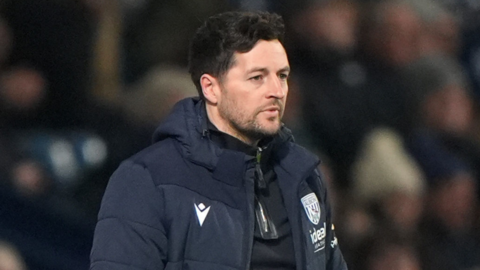 West Brom boss Ryan Mason during the 1-1 draw with Birmingham City