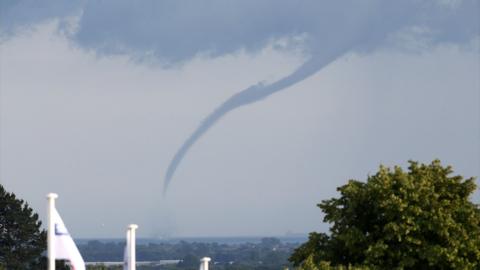 A waterspout seen off the coast of Chichester in June 2014