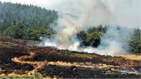 Firefighters battling the flames