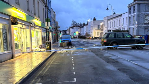 Police cordon off road after ram raid