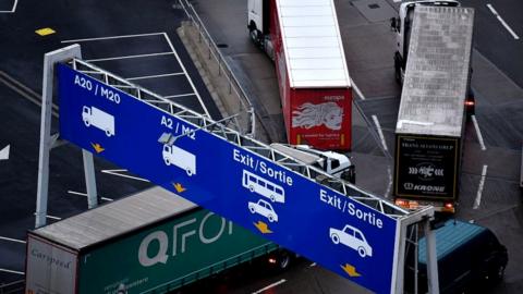 Lorries at Dover port