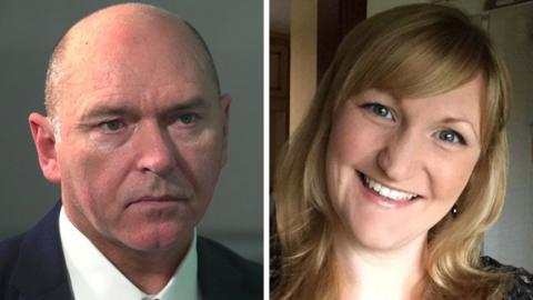 A composite image of Sir Jim Mackey and Karen Booth