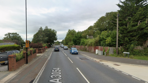 A general view of an A-road in a residential area