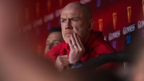 Steve Tandy looks on during Wales' game against France