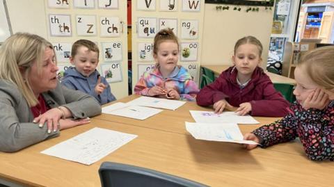 Parkside Primary Academy pupils and teacher