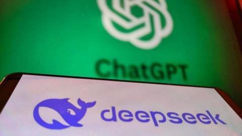 The logos of DeepSeek and ChatGPT