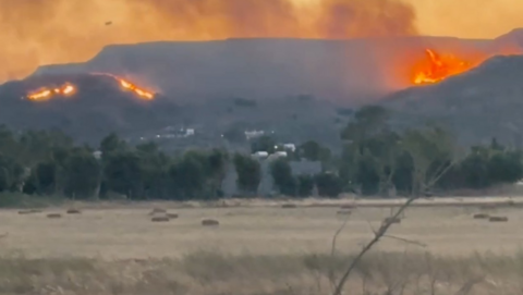 Wildfires in the hills on Kos