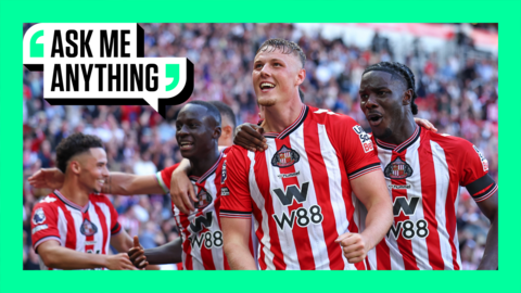 Sunderland's Daniel Ballard celebrates scoring against West Ham with his team-mates