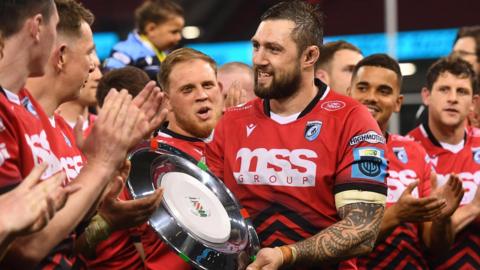 Cardiff players with Welsh Shield
