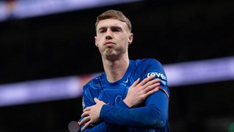 Cole Palmer celebrates goal away at Tottenham