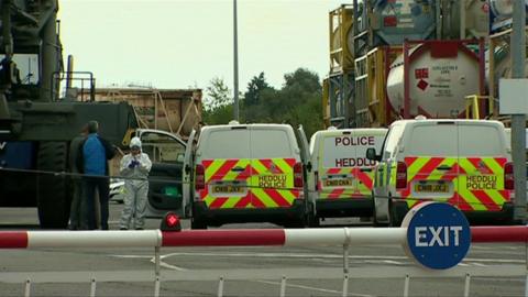 Investigation scene at Barry Docks where the body of Harry Baker was discovered in August 2019