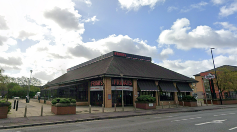 A Google Maps screenshot of the TGI Fridays restaurant on Sheffield Road.
