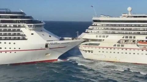 Two cruise ships collide