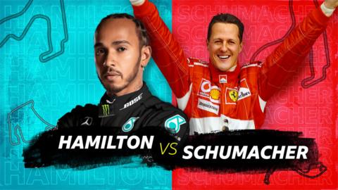 A graph showing Lewis Hamilton and Michael Schumacher