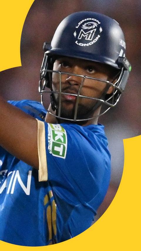 Nicholas Pooran strikes the ball