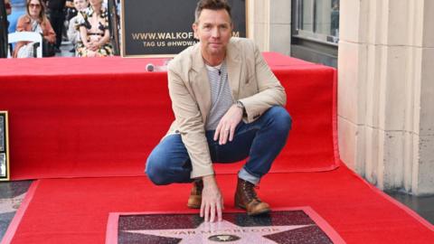 Ewan McGregor with his star on the Hollywood Walk of Fame