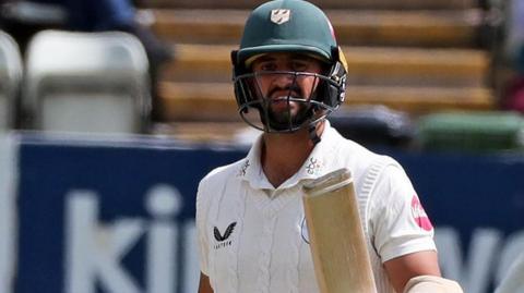 Worcestershire captain Brett D'Oliveira celebrates his second half-century in successive matches