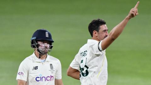 Rory Burns (left) and Mitchell Starc (right)