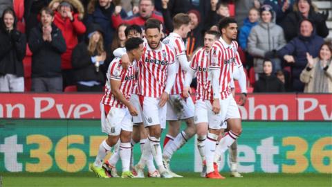 Stoke celebrate a goal against Middlesbrough