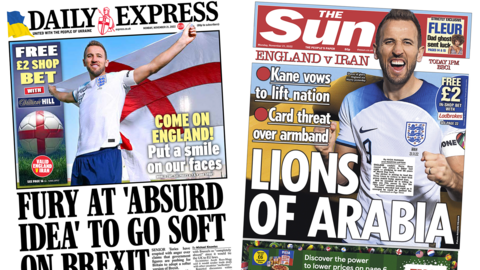 The Daily Express and the Sun front pages