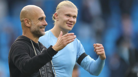 Erling Haaland and Pep Guardiola