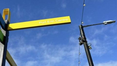 Port Erin street sign and streetlight