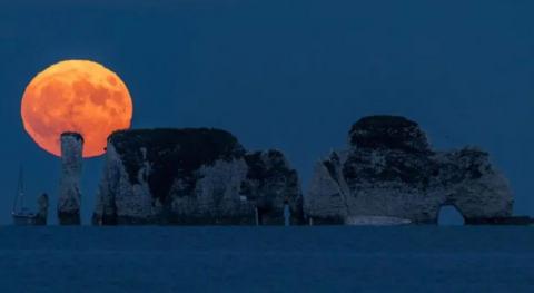 Moon over sea
