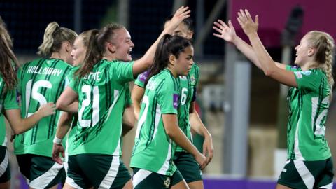 Kerry Beattie celebrates her goal