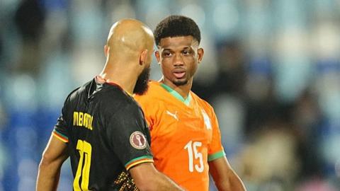 Manchester United duo Bryan Mbeumo (left) and Amad Diallo