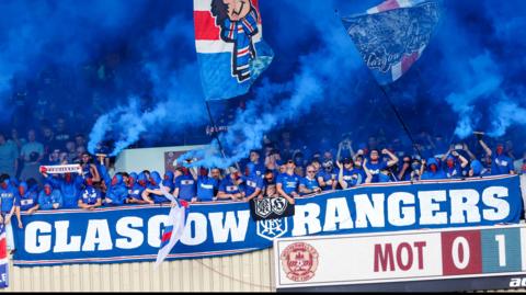 Rangers fans pyro display against Motherwell