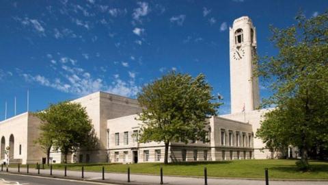 An outside view of the Guildhall, Swansea 