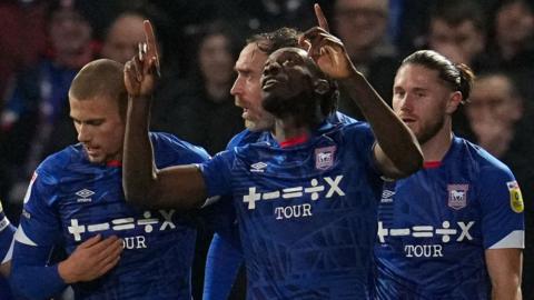 Freddie Ladapo scored two of Ipswich's goals against Morecambe