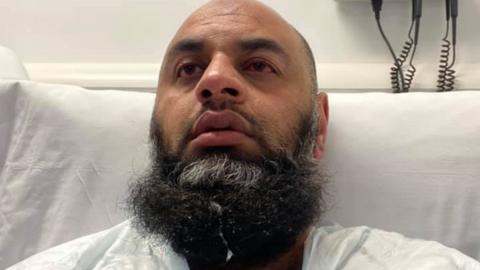 Noor Dahri in hospital bed