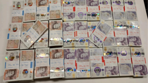 The cash found by police in a car boot in Hockley