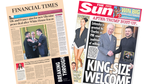 The Financial Times and the Sun front pages. 