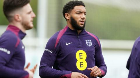 Liverpool and England defender Joe Gomez (centre) in training